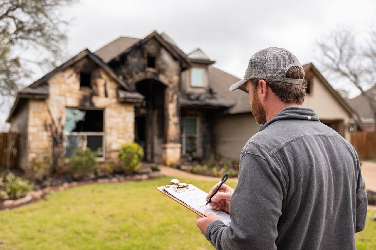 Texas property with fire damage being assessed