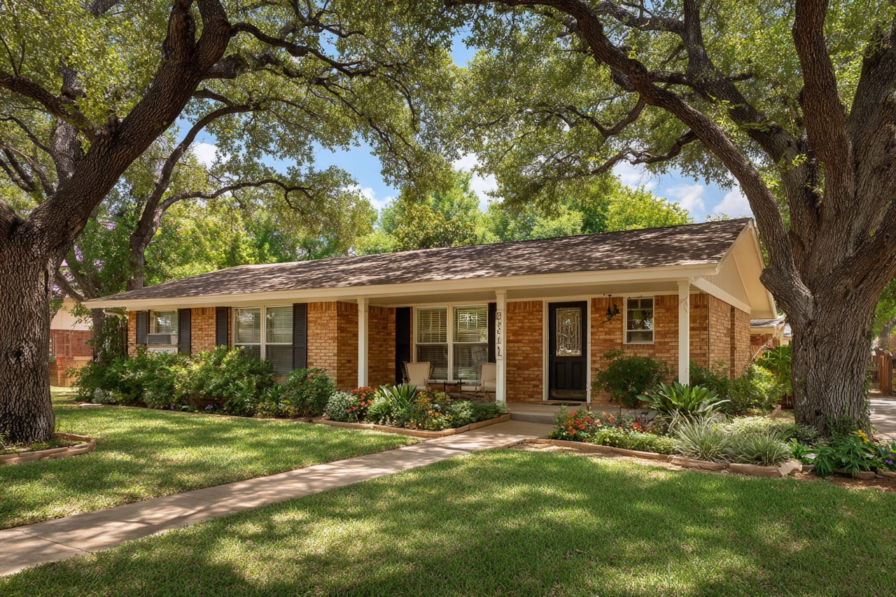 For sale by owner ranch style house in Texas residential neighborhood