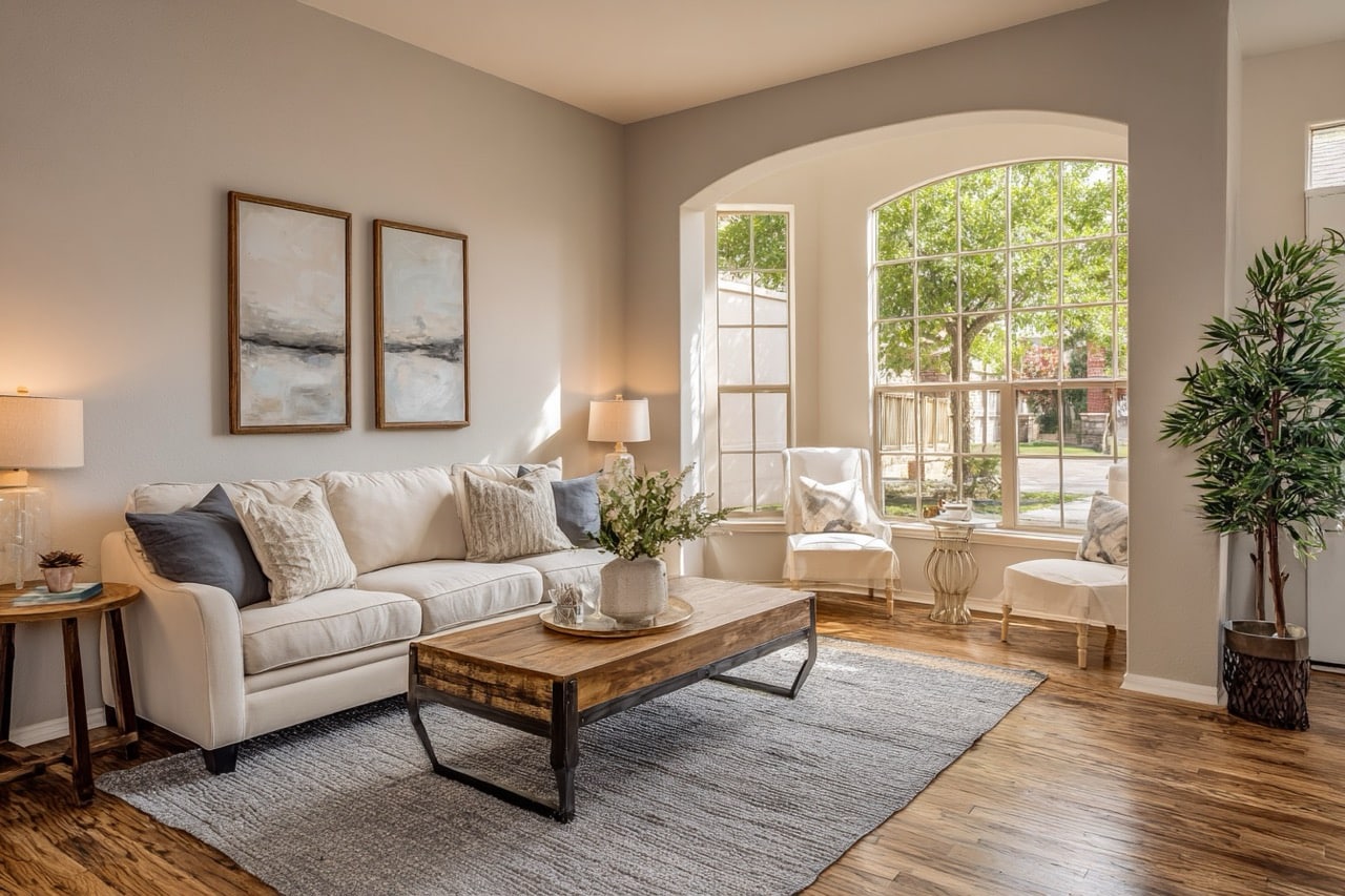 Staged interior of Texas home prepared for sale by owner