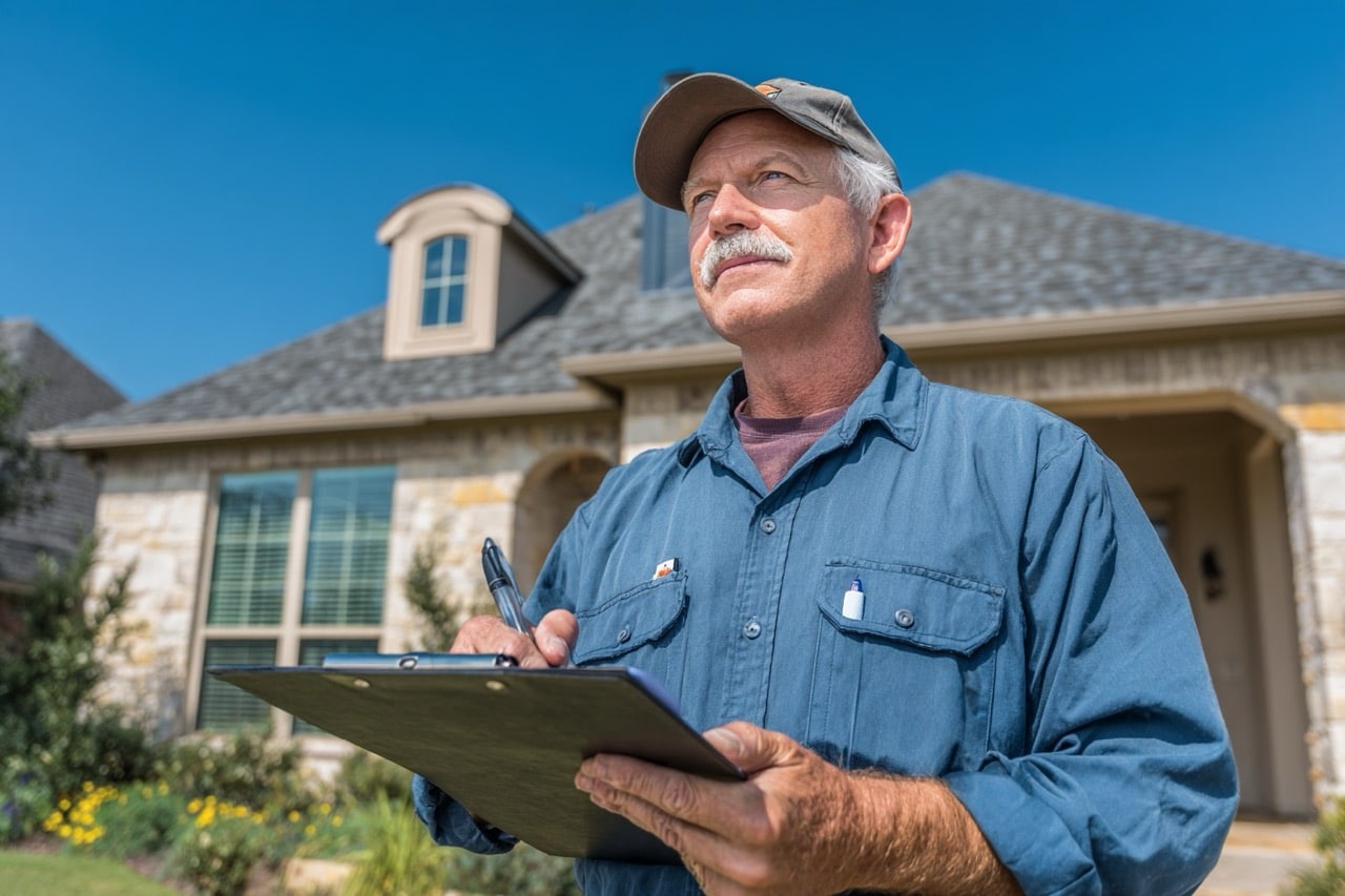 Texas homeowner conducting property inspection to prevent squatters