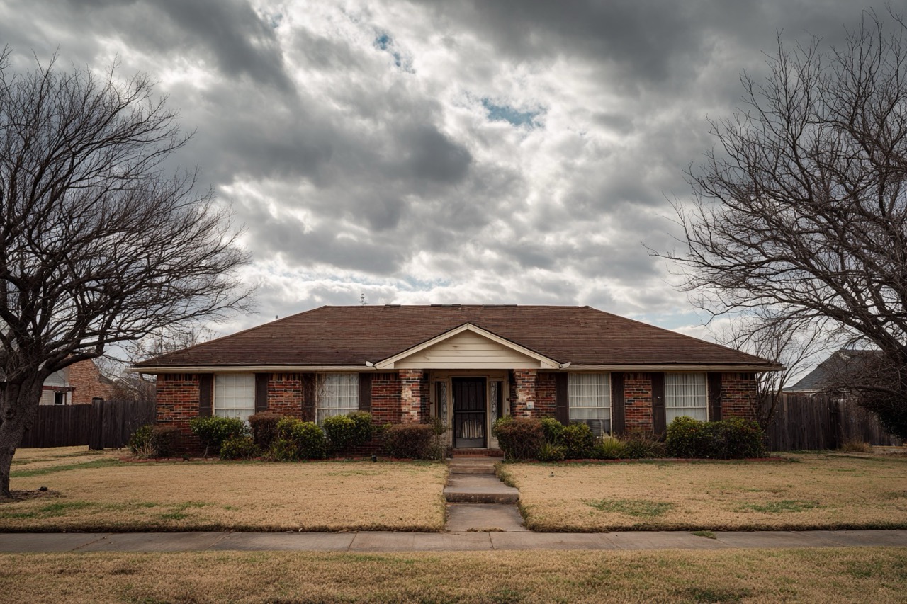 Modest suburban Texas home in need of maintenance facing foreclosure